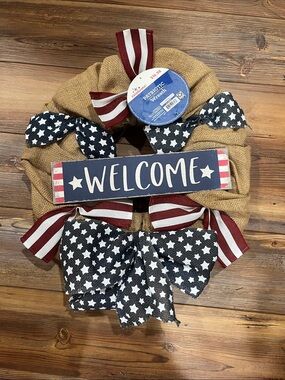 Patriotic Burlap Wreath